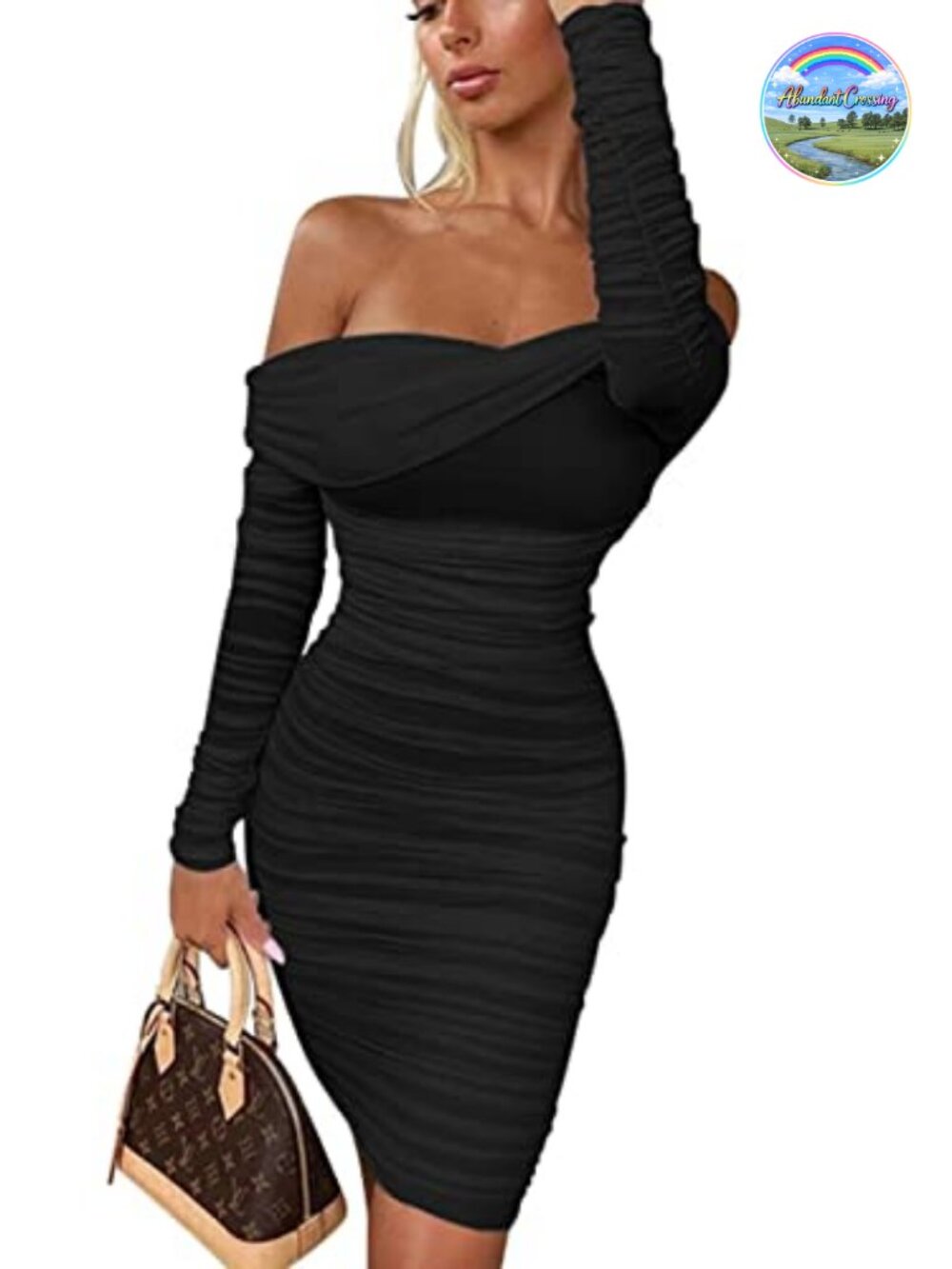 Off Shoulder Long Sleeve Mesh Bodycon Mini Club Dress